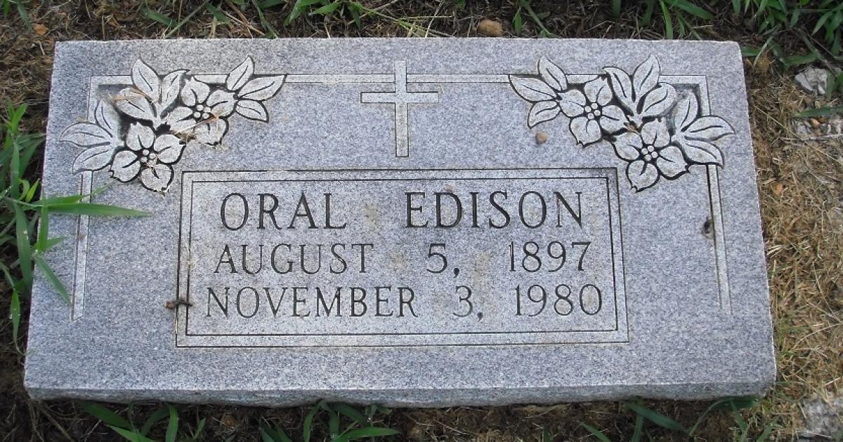 OK, Grove, Olympus Cemetery, Edison, Oral Headstone