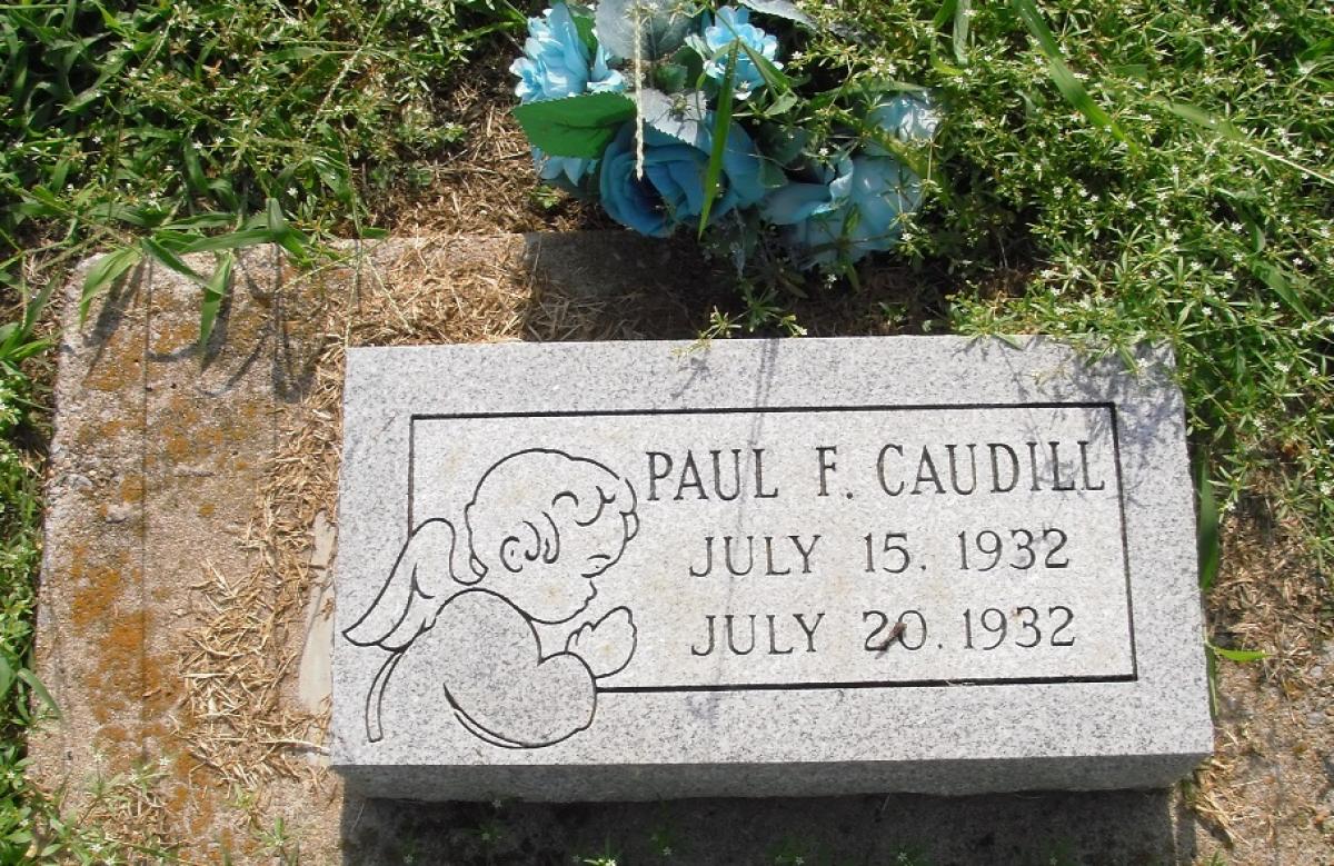 OK, Grove, Olympus Cemetery, Caudill, Paul F. Headstone