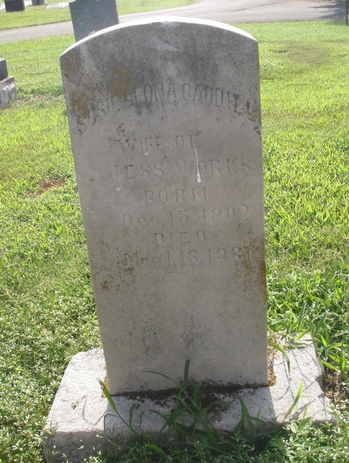 OK, Grove, Olympus Cemetery, Works, Susie Leona (Caudill) Headstone