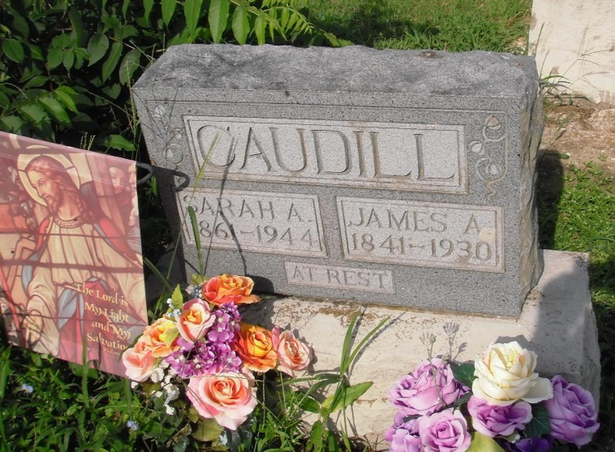 OK, Grove, Olympus Cemetery, Caudill, James A. & Sarah A. Headstone