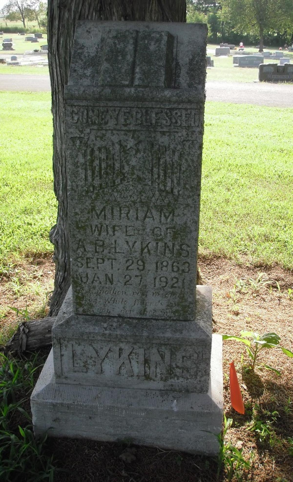 OK, Grove, Olympus Cemetery, Lykins, Miriam Headstone