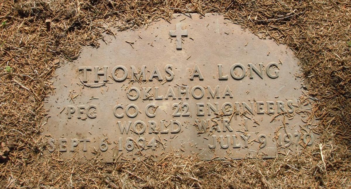 OK, Grove, Olympus Cemetery, Long, Thomas A. Military Headstone