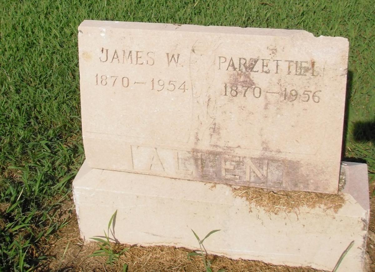 OK, Grove, Olympus Cemetery, Allen, James W. & Parzettiel Headstone