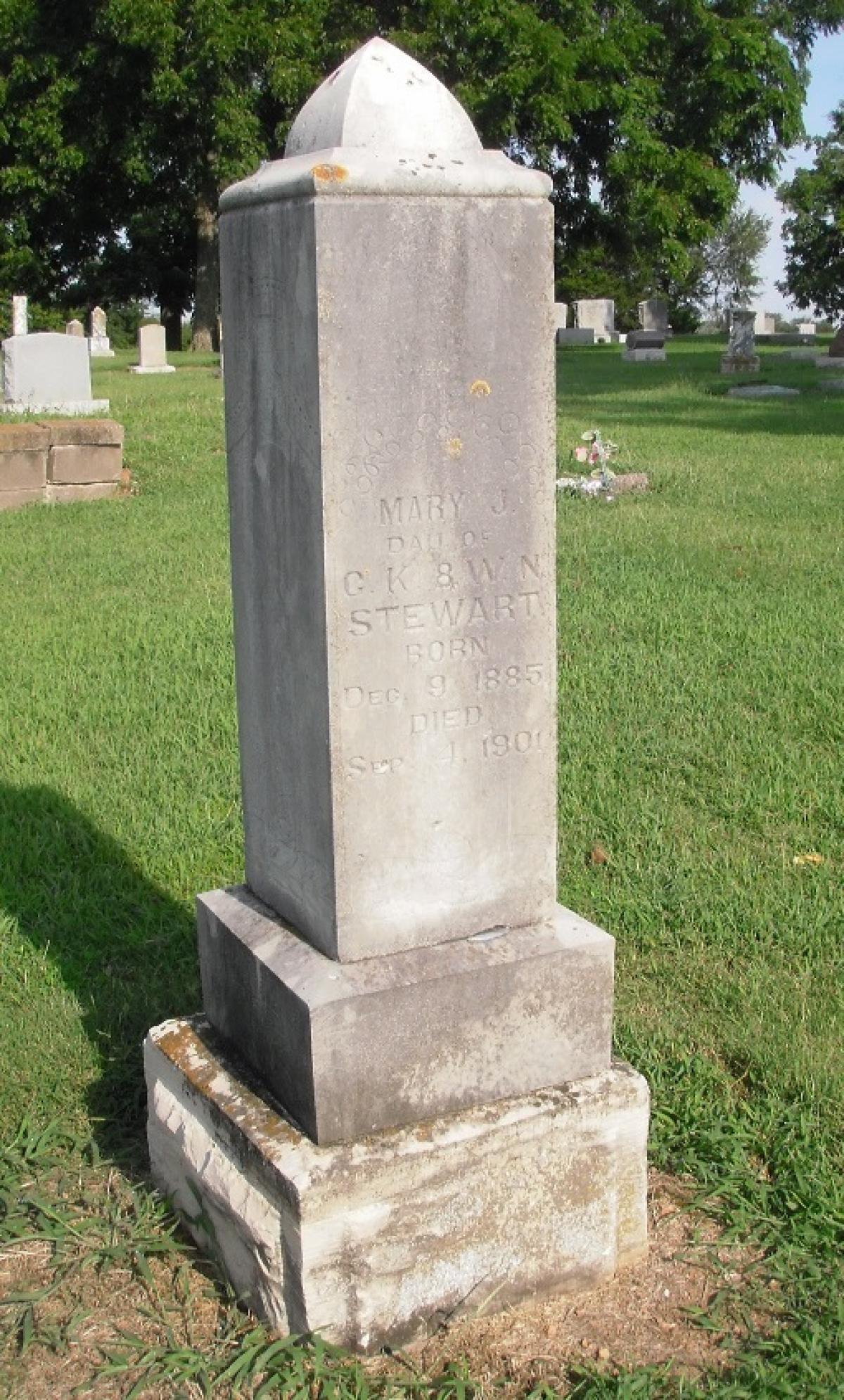 OK, Grove, Olympus Cemetery, Stewart, Mary J. Headstone