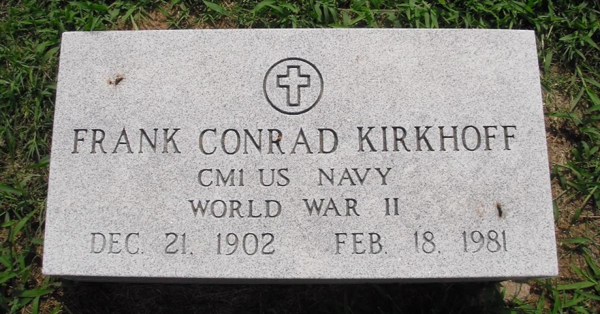 OK, Grove, Olympus Cemetery, Kirkhoff, Frank Conrad Military Headstone