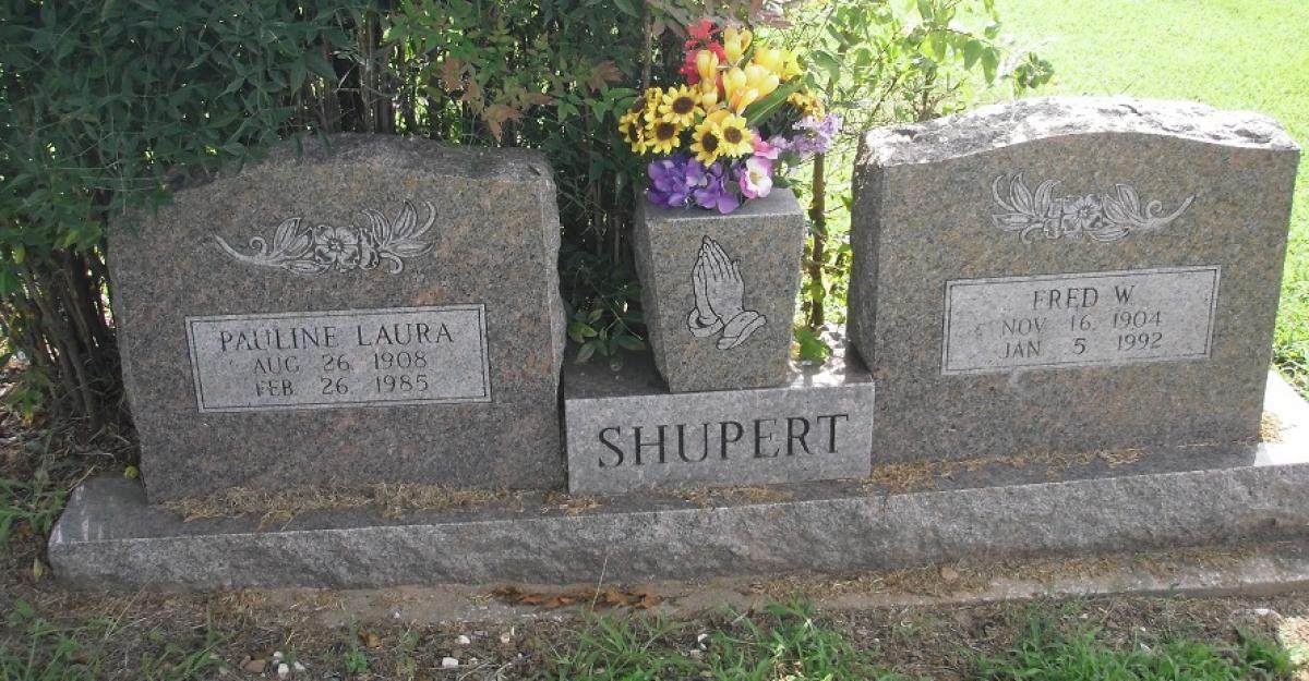 OK, Grove, Olympus Cemetery, Shupert, Fred W. & Pauline Laura Headstone