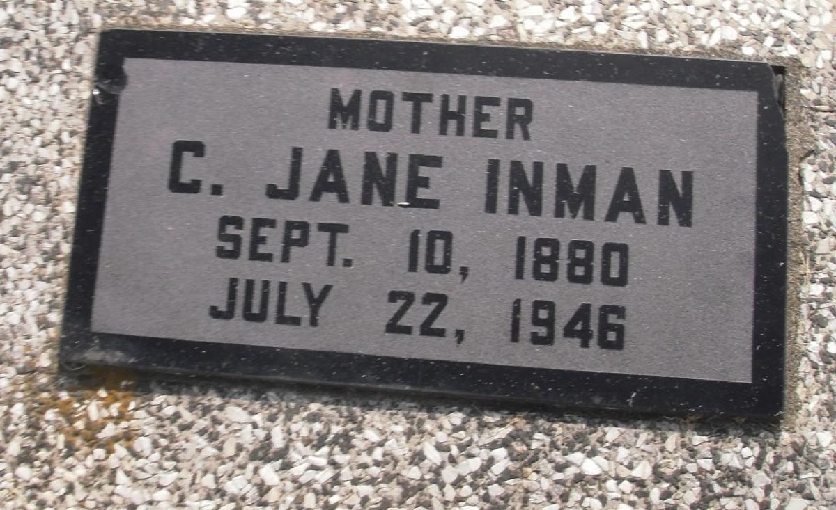 OK, Grove, Olympus Cemetery, Inman, C. Jane Headstone