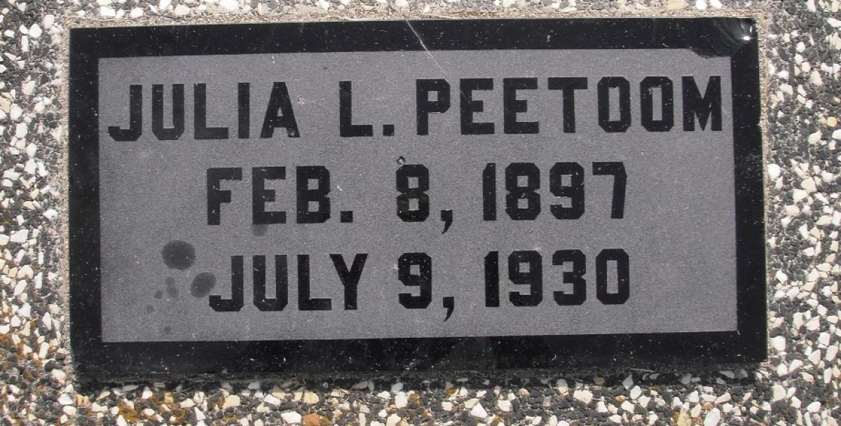 OK, Grove, Olympus Cemetery, Peetoom, Julia L. Headstone