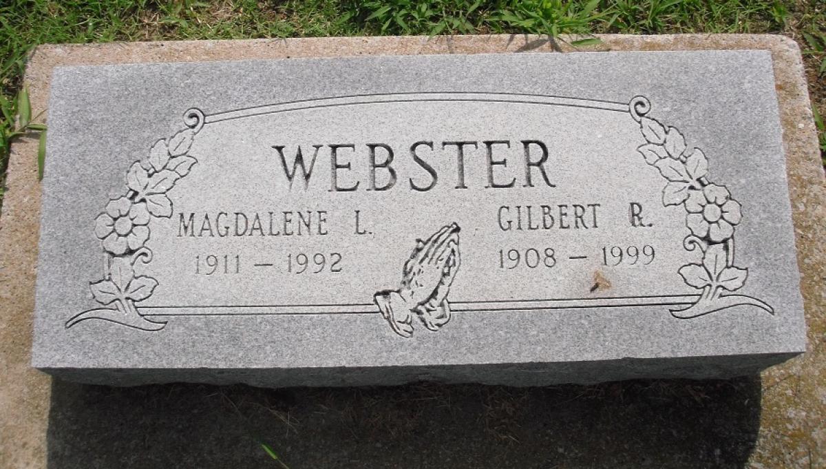 OK, Grove, Olympus Cemetery, Webster, Gilbert R. & Magdalene L. Headstone