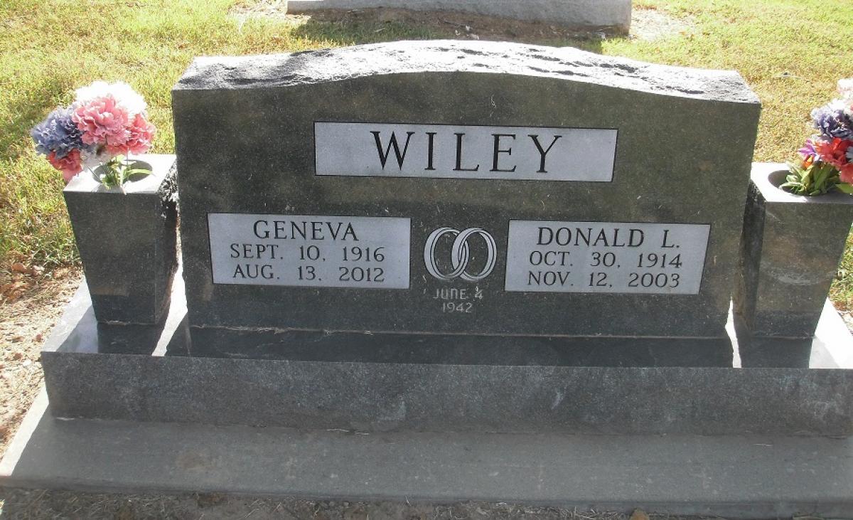 OK, Grove, Olympus Cemetery, Wiley, Donald L. & Geneva Headstone