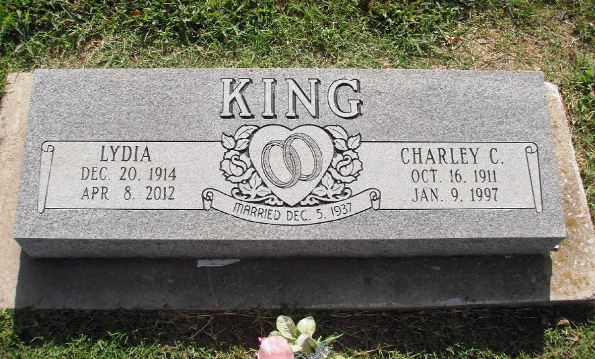 OK, Grove, Olympus Cemetery, King, Charley C. & Lydia Headstone