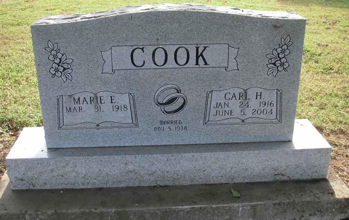 OK, Grove, Olympus Cemetery, Cook, Carl H. & Marie E. Headstone