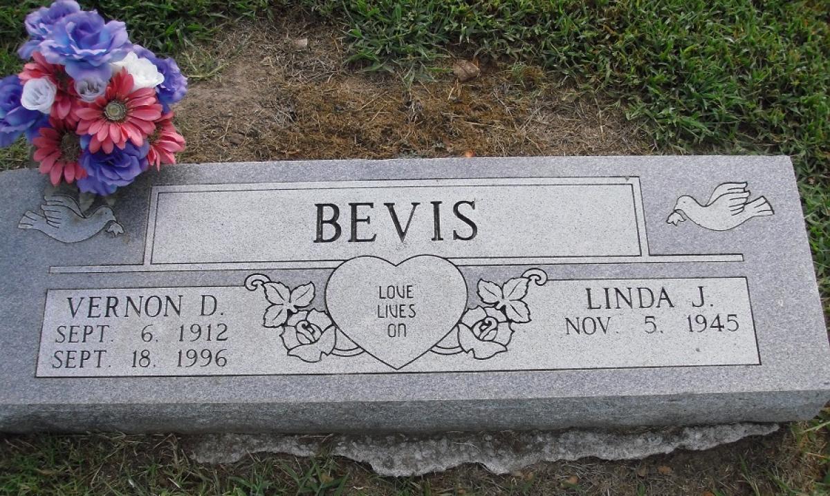 OK, Grove, Olympus Cemetery, Bevis, Vernon D. & Linda J. Headstone
