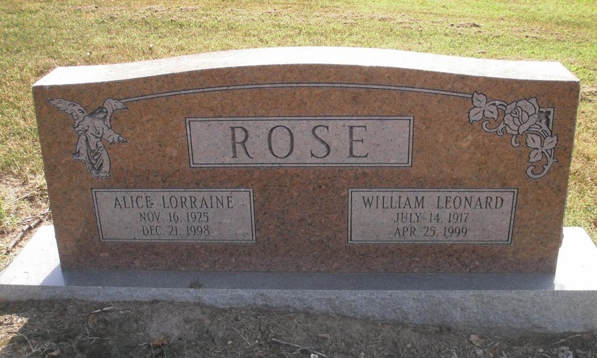 OK, Grove, Olympus Cemetery, Rose, William Leonard & Alice Lorraine Headstone