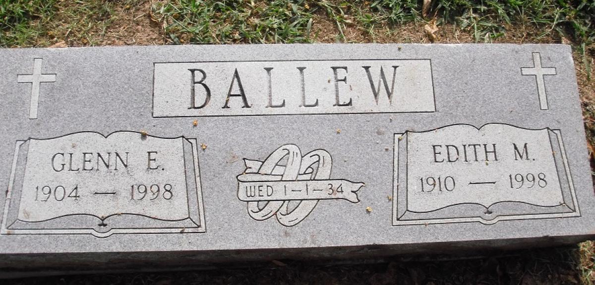OK, Grove, Olympus Cemetery, Ballew, Glenn E. & Edith M. Headstone