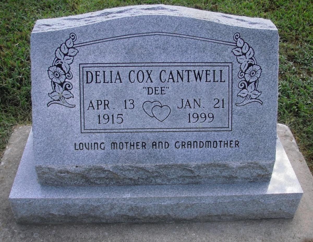 OK, Grove, Olympus Cemetery, Cantwell, Delia (Cox) "Dee" Headstone