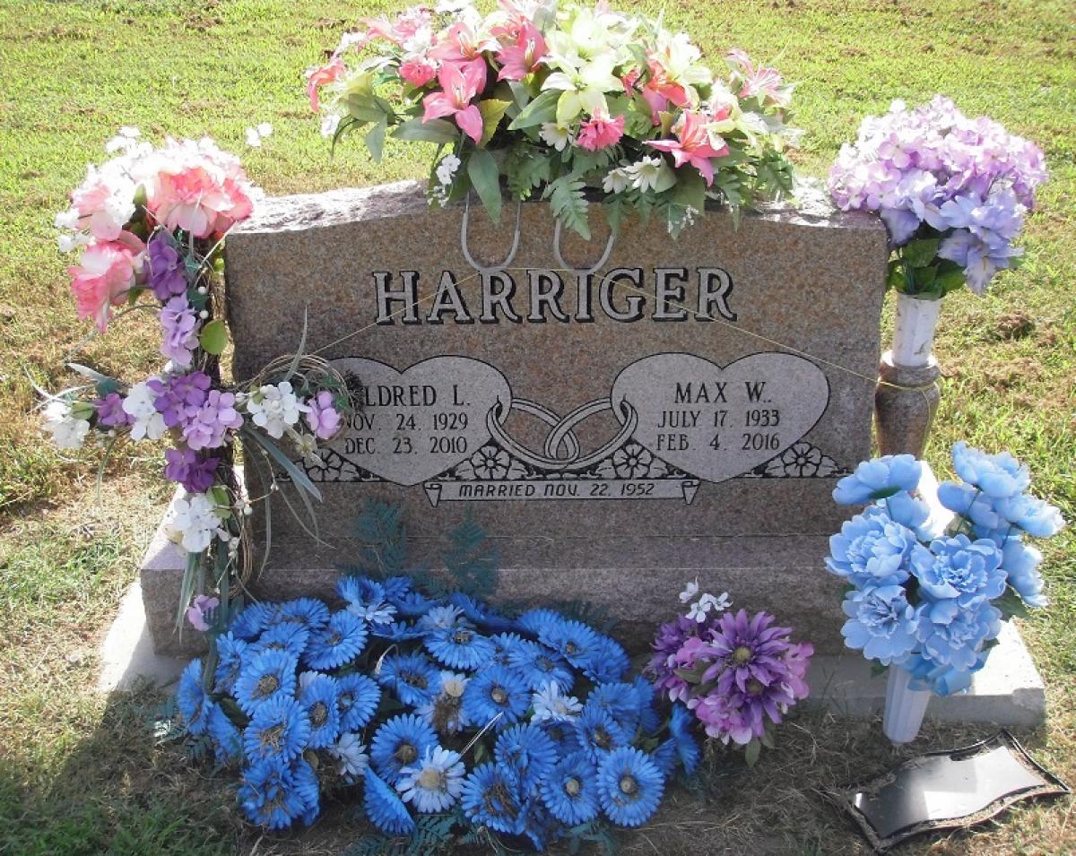 OK, Grove, Olympus Cemetery, Harriger, Max W. & Mildred L. Headstone