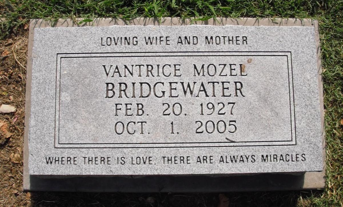 OK, Grove, Olympus Cemetery, Bridgewater, Vantrice (Mozel) Headstone