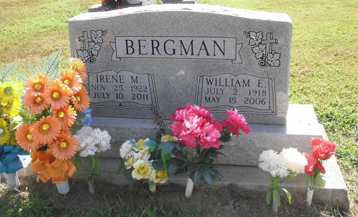 OK, Grove, Olympus Cemetery, Bergman, William E. & Irene M. Headstone