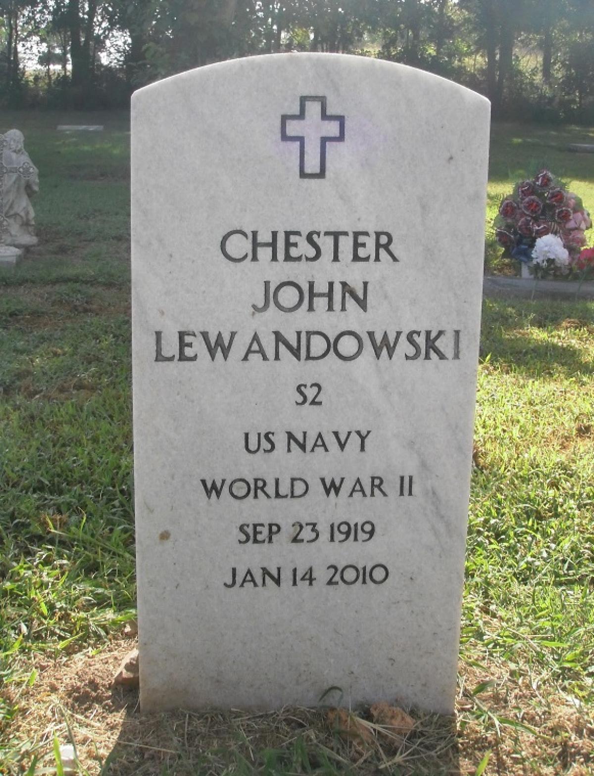 OK, Grove, Olympus Cemetery, Lewandowski, Chester John Military Headstone