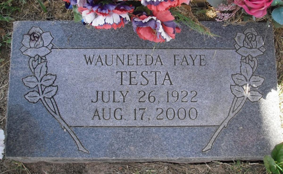 OK, Grove, Olympus Cemetery, Testa, Wauneeda Faye Headstone