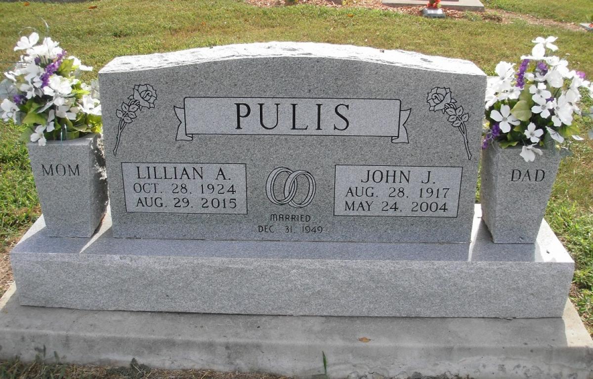 OK, Grove, Olympus Cemetery, Pulis, John J. & Lillian A. Headstone