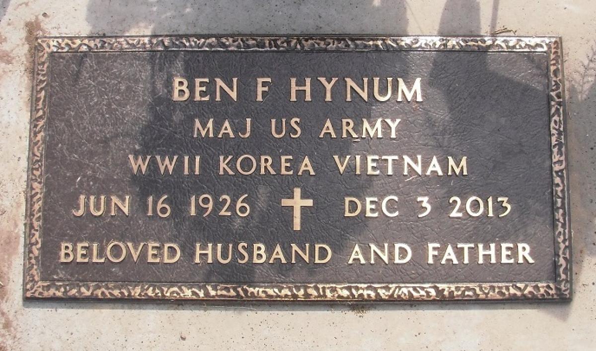OK, Grove, Olympus Cemetery, Hynum, Ben F. Military Headstone