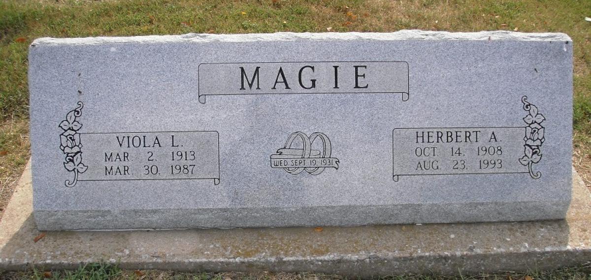 OK, Grove, Olympus Cemetery, Magie, Herbert A. & Viola L. (Cole) Headstone