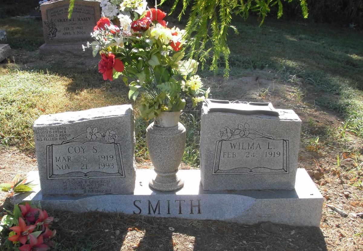 OK, Grove, Olympus Cemetery, Headstone, Smith, Coy S. & Wilma L.