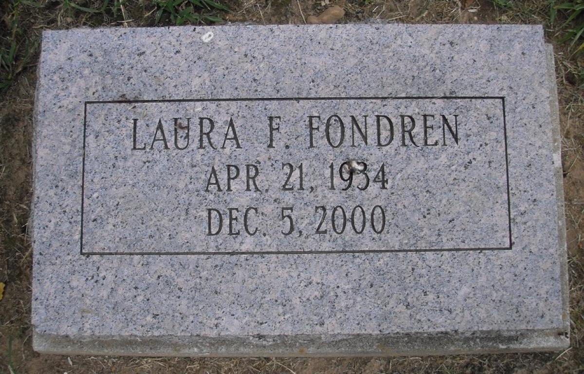 OK, Grove, Olympus Cemetery, Headstone, Fondren, Laura F. 