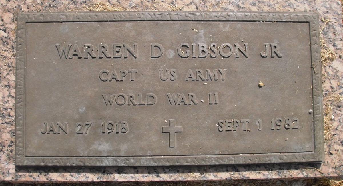 OK, Grove, Olympus Cemetery, Military Headstone, Gibson, Warren D. Jr.