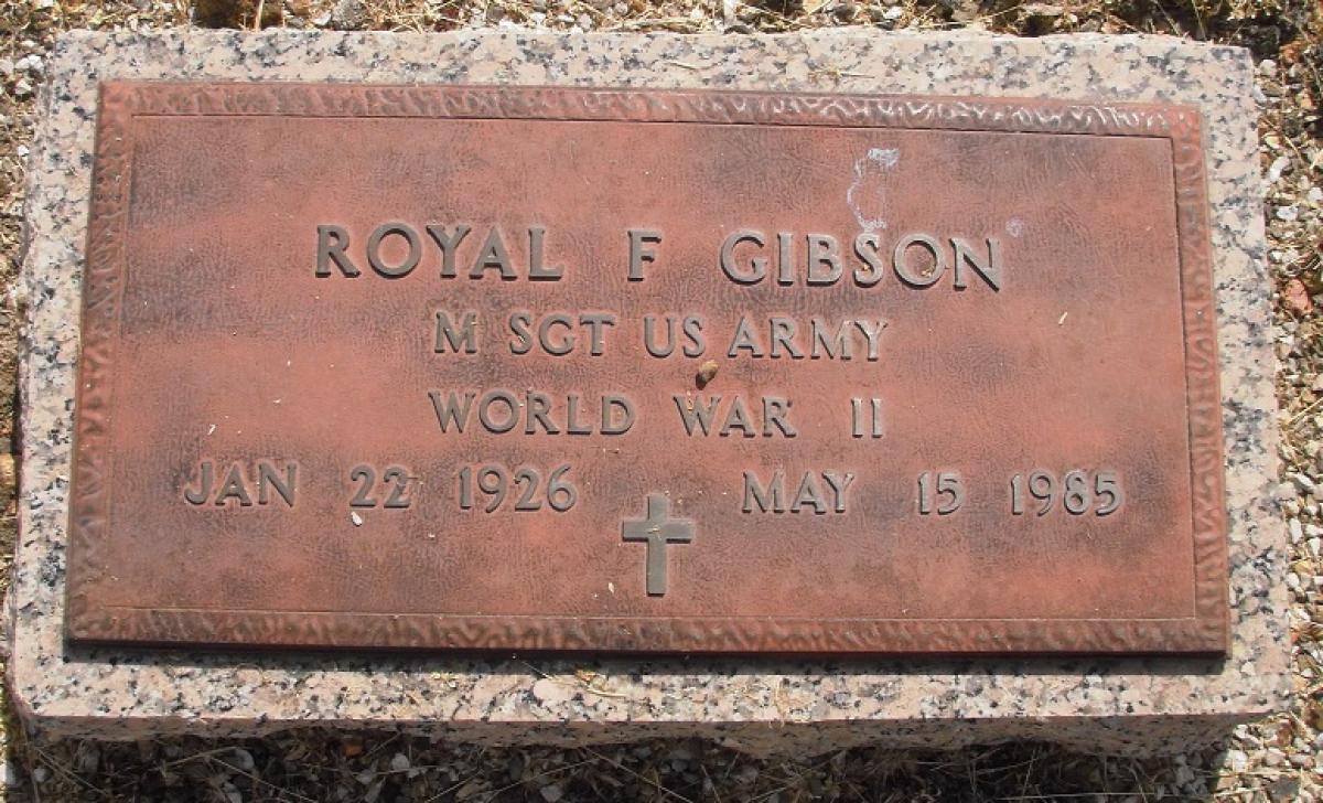 OK, Grove, Olympus Cemetery, Military Headstone, Gibson, Royal F.