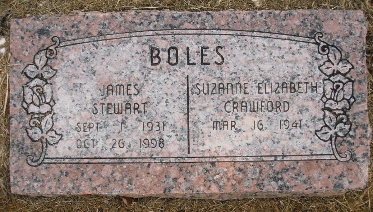 OK, Grove, Olympus Cemetery, Headstone, Boles, James Stewart & Suzanne Elizabeth (Crawford)