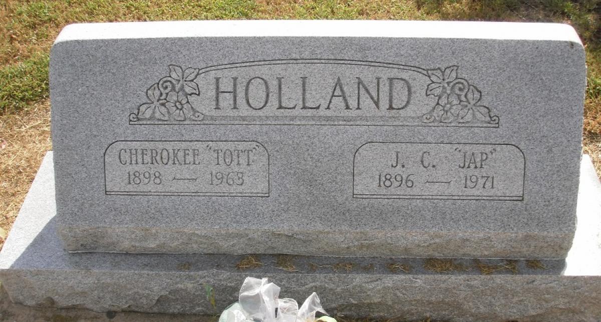 OK, Grove, Olympus Cemetery, Headstone, Holland, J. C. & Cherokee