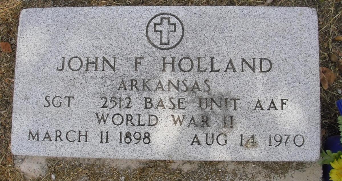 OK, Grove, Olympus Cemetery, Military Headstone, Holland, John F.