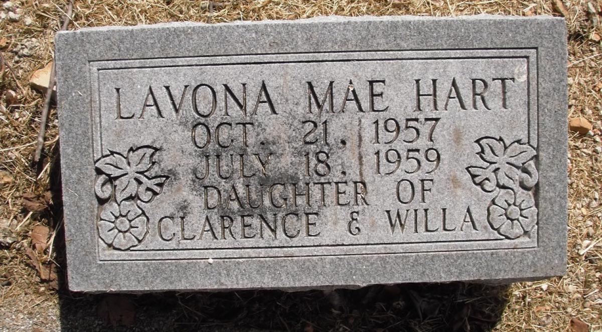 OK, Grove, Olympus Cemetery, Headstone, Hart, Lavona Mae
