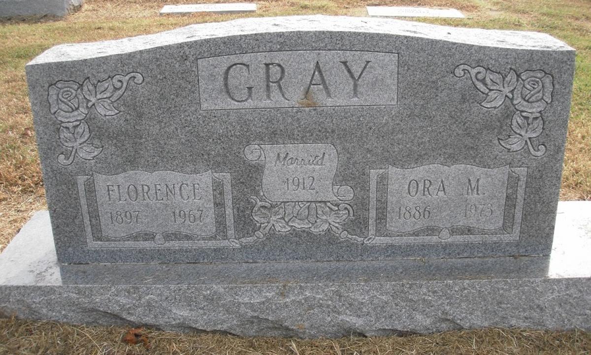 OK, Grove, Olympus Cemetery, Headstone, Gray, Ora M. & Florence 