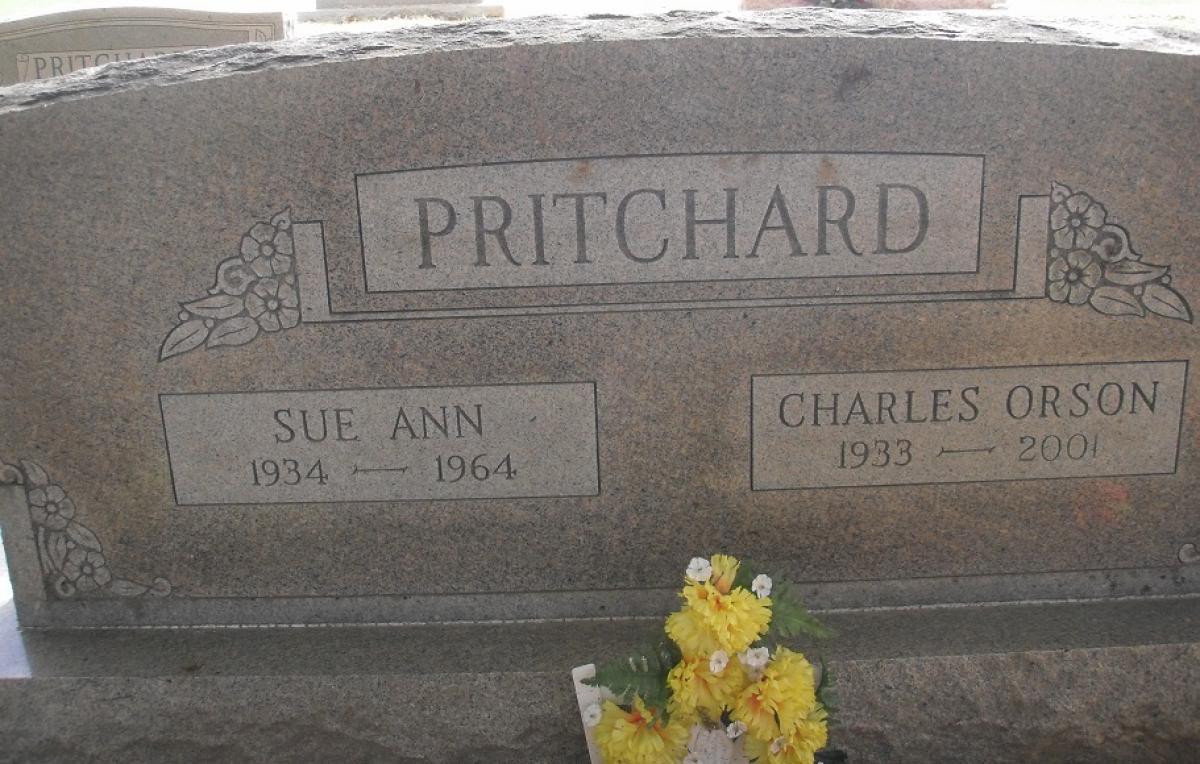 OK, Grove, Olympus Cemetery, Headstone, Pritchard, Charles Orson & Sue Ann 