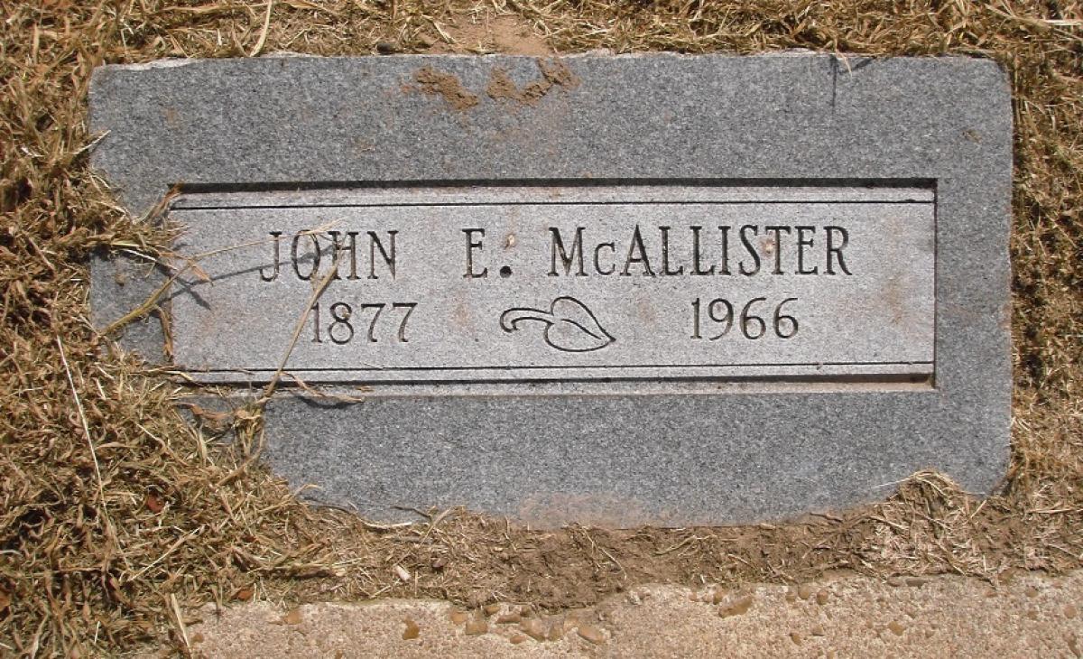 OK, Grove, Olympus Cemetery, Headstone, McAllister, John E.