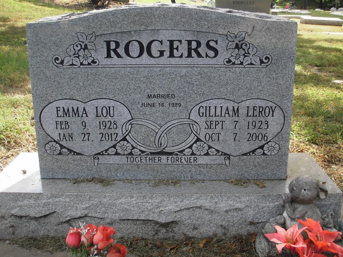 OK, Grove, Olympus Cemetery, Headstone, Rogers, Gilliam Leroy & Emma Lou