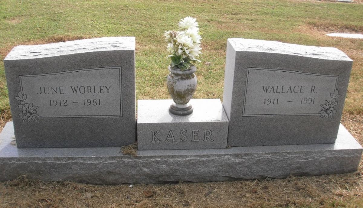 OK, Grove, Olympus Cemetery, Headstone, Kaser, Wallace R. & June (Worley)