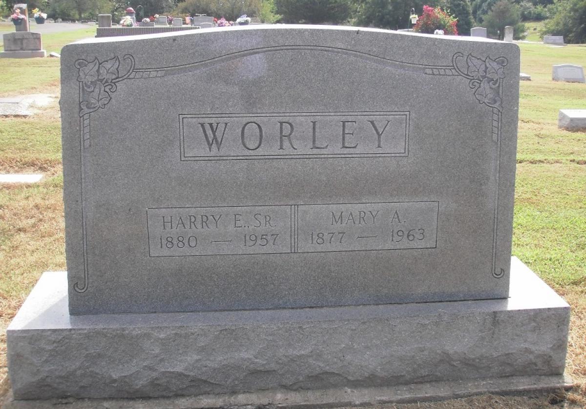 OK, Grove, Olympus Cemetery, Headstone, Worley, Harry E. Sr. & Mary A.