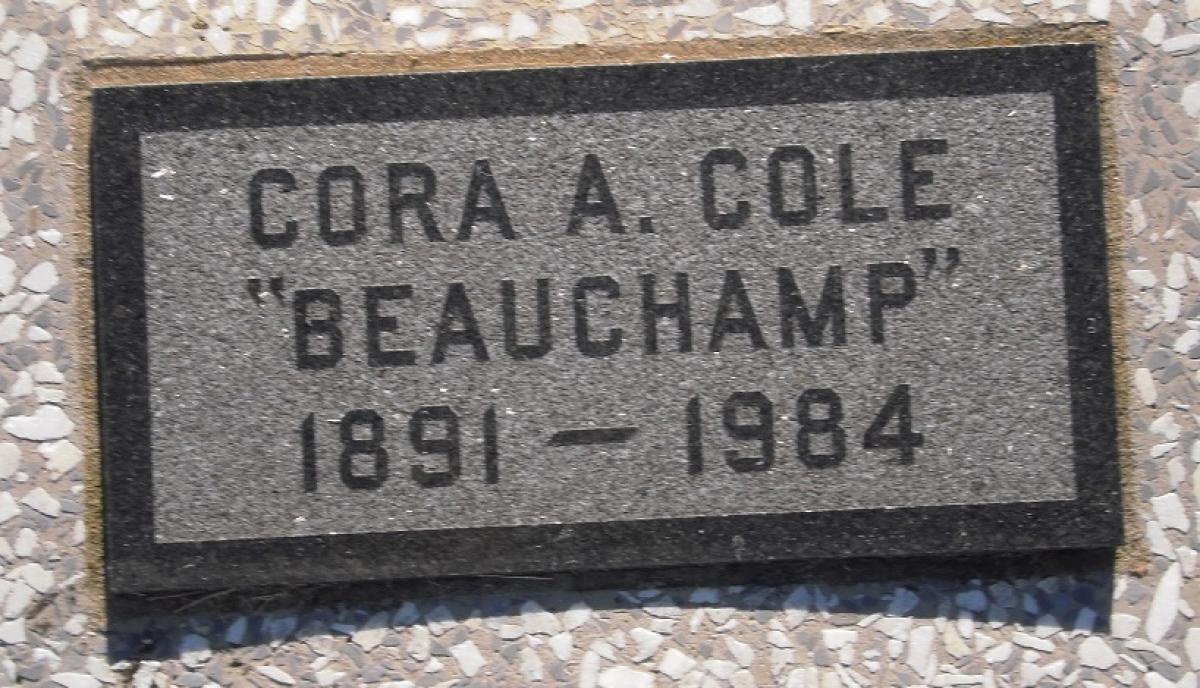 OK, Grove, Olympus Cemetery, Headstone, Cole, Cora A. (Beauchamp)