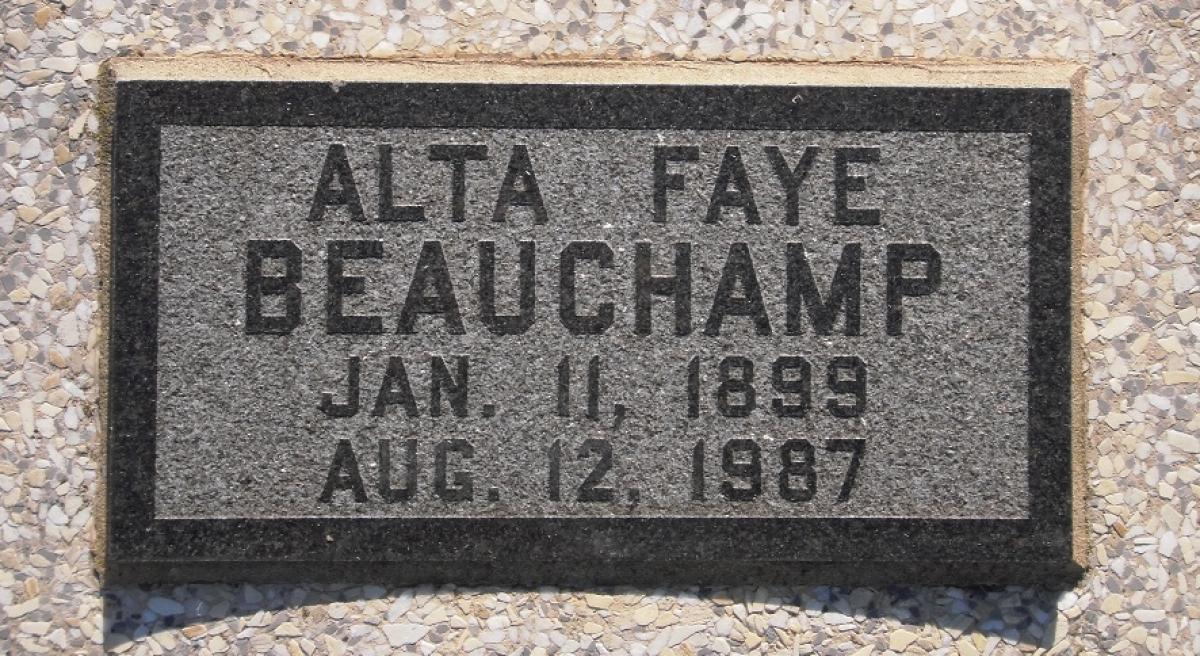 OK, Grove, Olympus Cemetery, Headstone, Beauchamp, Alta Faye