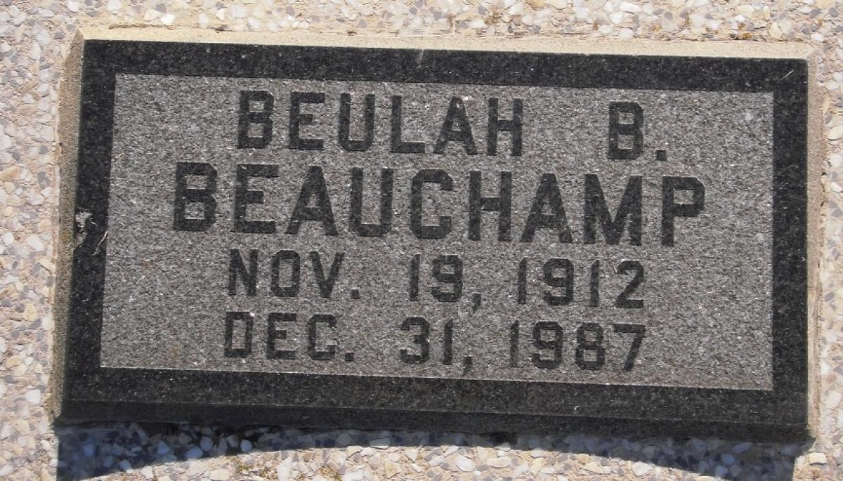 OK, Grove, Olympus Cemetery, Headstone, Beauchamp, Beulah B.