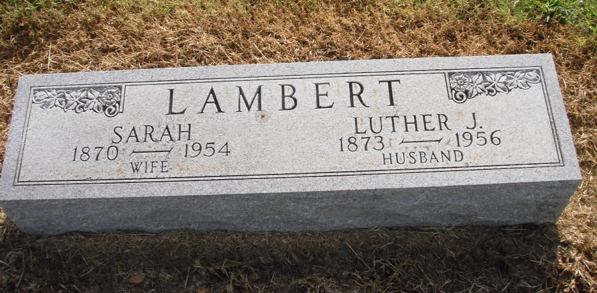 OK, Grove, Olympus Cemetery, Headstone, Lambert, Luther J. & Sarah
