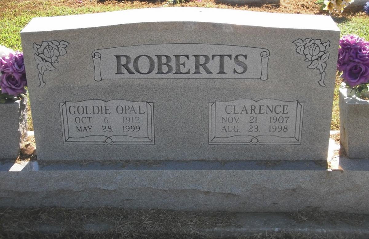 OK, Grove, Olympus Cemetery, Headstone, Roberts, Clarence & Goldie Opal