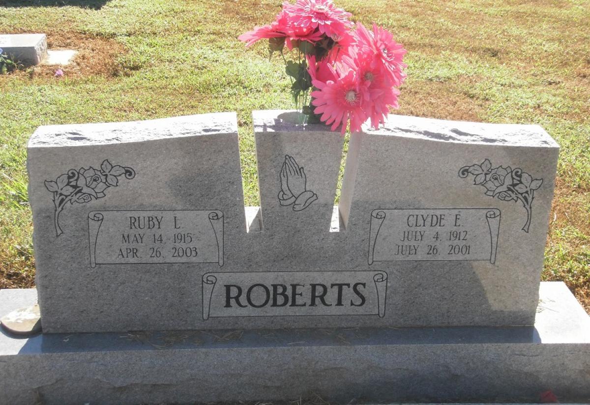OK, Grove, Olympus Cemetery, Headstone, Roberts, Clyde E. & Ruby L.