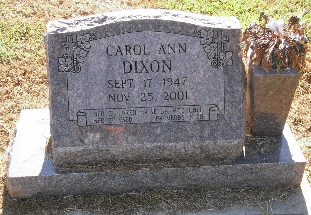 OK, Grove, Olympus Cemetery, Headstone, Dixon, Carol Ann