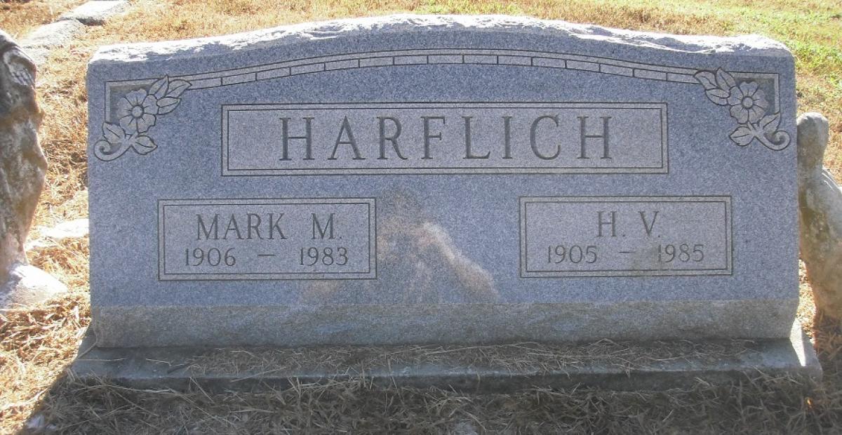 OK, Grove, Olympus Cemetery, Headstone, Harflich, Mark M. & H. V.